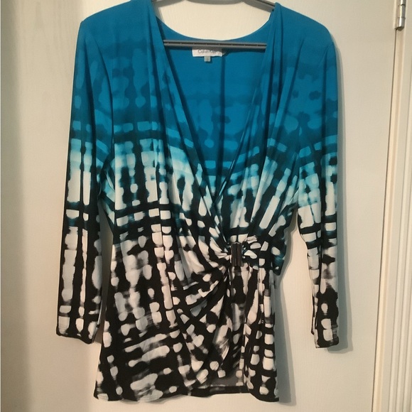 Blouse, blue/black/white size large - Picture 1 of 6